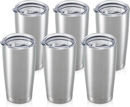 20oz Tumbler Bulk with Lid Stainless Steel Tumblers, 6 Pack | Leak Proof Lid by Unknown