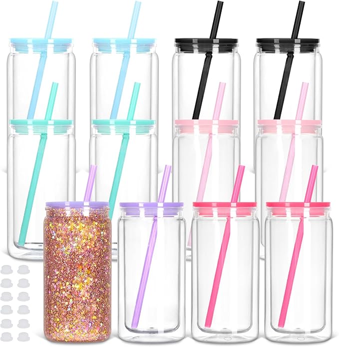 12 Pack Acrylic Snow Globe Tumbler by Tswofia