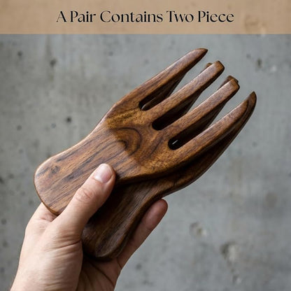 Salad Hands - Set of 2 Acacia Wood Salad Servers - Image 2