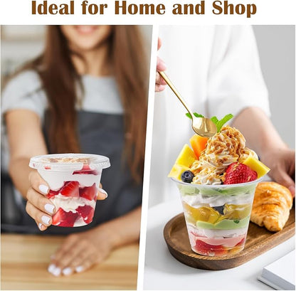 BYSNOW 100 Pack 9 oz Clear Plastic Dessert Cups - Image 7