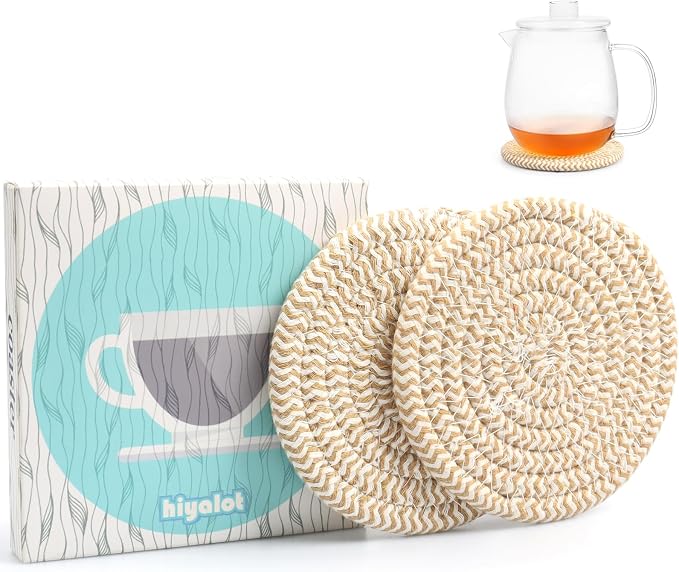 4.8" Drink Cotton Coasters Set of 2 by HIYALOT
