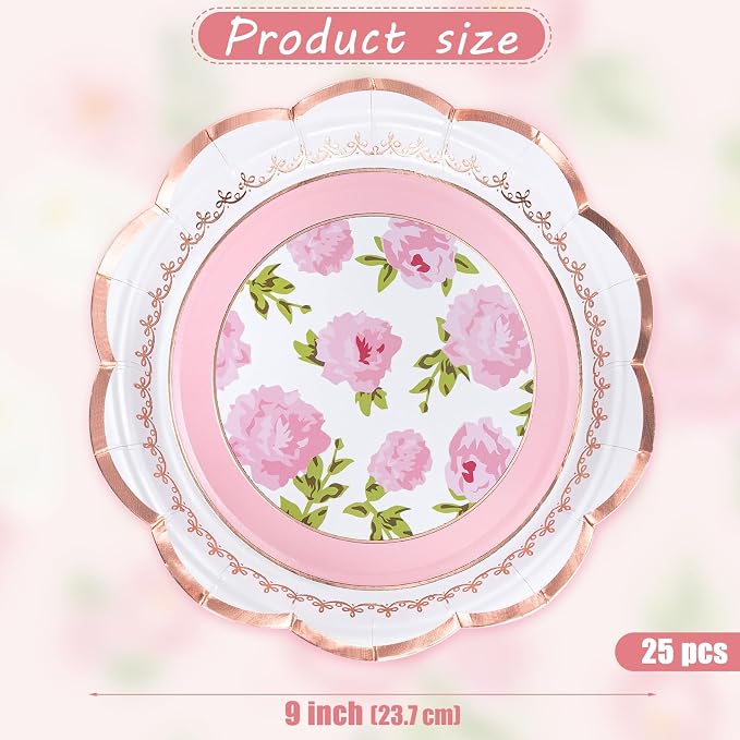 WRAPAHOLIC 25Pcs Floral Paper Plates - Image 2
