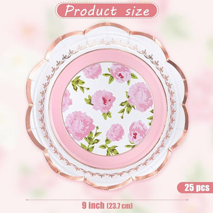 WRAPAHOLIC 25Pcs Floral Paper Plates - Image 2