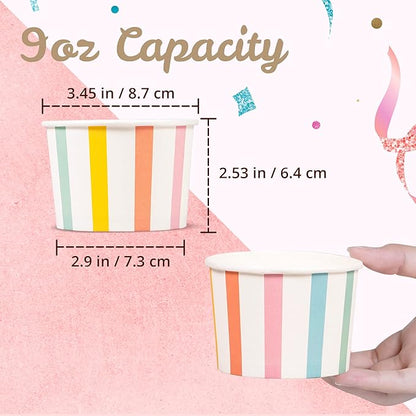 MATICAN Paper Ice Cream Cups, 50-Count 9-Oz Disposable Dessert, Snack Bowls - Image 4
