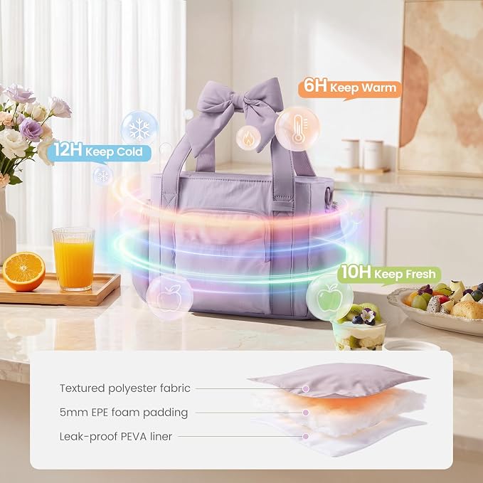 LOVEVOOK Insulated Lunch Box for Women, Adult Lunch Cooler Tote Bag - Image 3