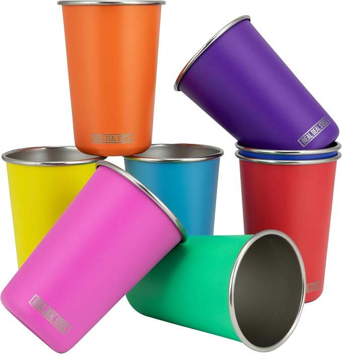 Real Deal Steel Rainbow Cups 16 oz Pint Cups, Stackable Tumblerrs, Eco Friendly - Image 6