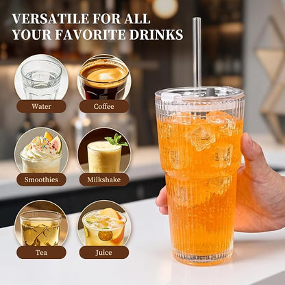 20oz Iced Coffee Cups with Lids and Straws, Smoothies - Image 5
