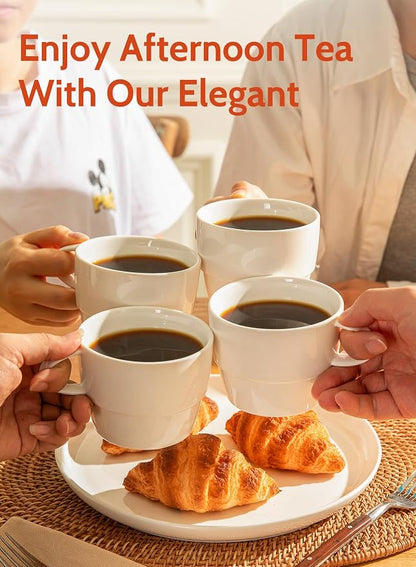Sweese 10 oz Stackable Porcelain Coffee Mugs, Tea - Image 3