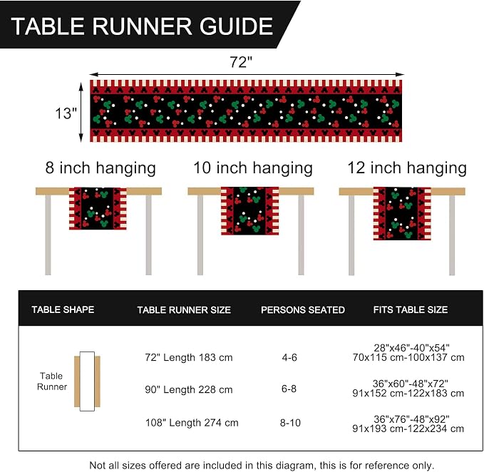 Seliem Red Black Table Runner, Funny Christmas Cute Polka Dot Home Kitchen | - Image 7