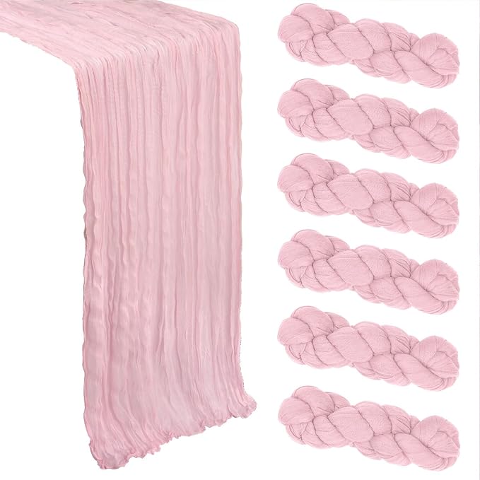 6 Pack Pink Table Runner Cheesecloth 10Ft Gauze Cheese Cloth Table Runner by Heneger