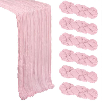 6 Pack Pink Table Runner Cheesecloth 10Ft Gauze Cheese Cloth Table Runner by Heneger