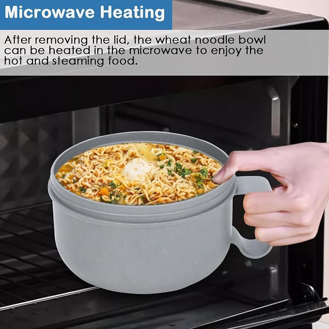 28 oz Soup Bowl with Handles, Microwave Ramen Bowl with Lid - Image 6