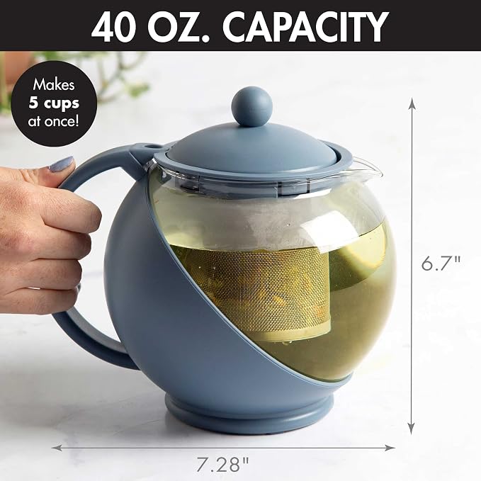 Primula Half Moon Teapot with Removable Infuser, Glass Tea Maker with Reusable - Image 4