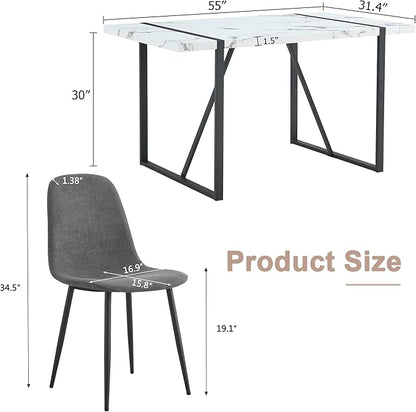7 Piece Dining Table Set for 6,Modern Rectangle Dining Table and Fabric Dining Chairs 6,Kitchen Table and Chairs for 6,Ideal for Kitchen Dining Room