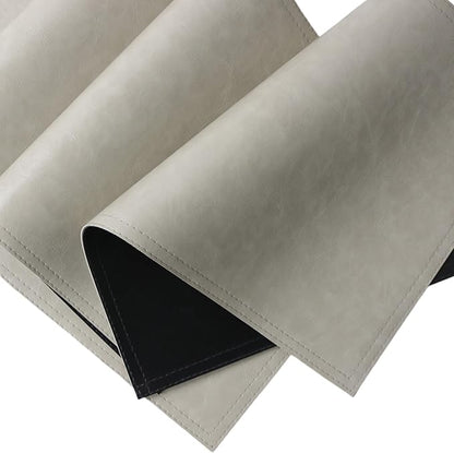 Waterproof PU Placemats, Faux Leather Dining Table Mat, Set of 4, Easy to Wipe Off Scrub Vinyl Mat, Heat & Stain Resistant for Office Conference Table, Home Decor G Parchment White