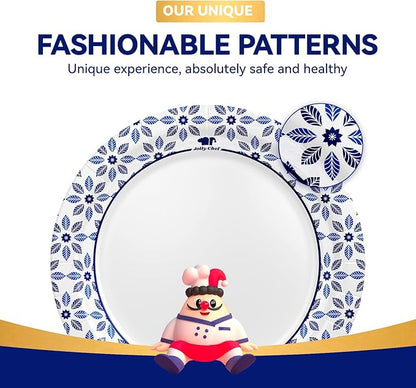 JOLLY CHEF 7 inch Disposable Paper Plates 150 Count, Soak Proof, Cut Proof, Heavy Duty Paper Plates for Everyday Use