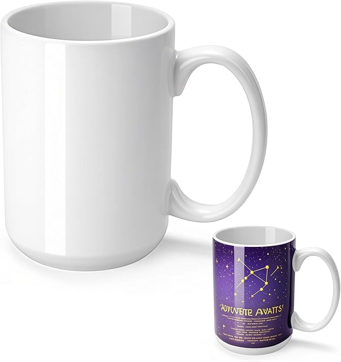 Joyclub 1 Set Sublimation Mugs Blank 15 oz Coffee Mugs Bulk White Ceramic Cups by Joyclub