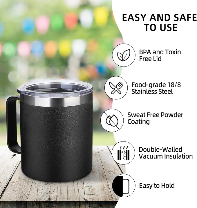 Volhoply 14oz Insulated Stainless Steel Coffee Mug - Image 4