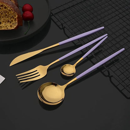 JASHII Flatware Set 24 Piece, Stainless Steel Silverware Set, Macaron Small - Image 4
