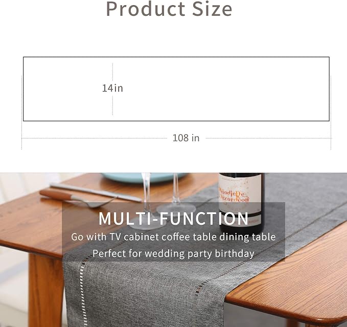 Tosewever Decorative Linen Table Runner Farmhouse Style Tabletop Collection 14 - Image 2