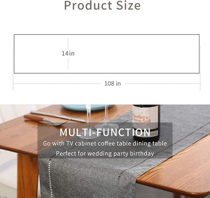 Tosewever Decorative Linen Table Runner Farmhouse Style Tabletop Collection 14 - Image 2