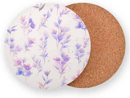 Watercolor Floral Botanical Boho Watercolor 4 Pcs Round Coasters - Image 2