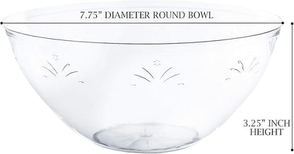 PLASTICPRO Disposable Round Serving Bowls, Party Snack or Salad Bowl, Small, Plastic Crystal Clear Pack of 8