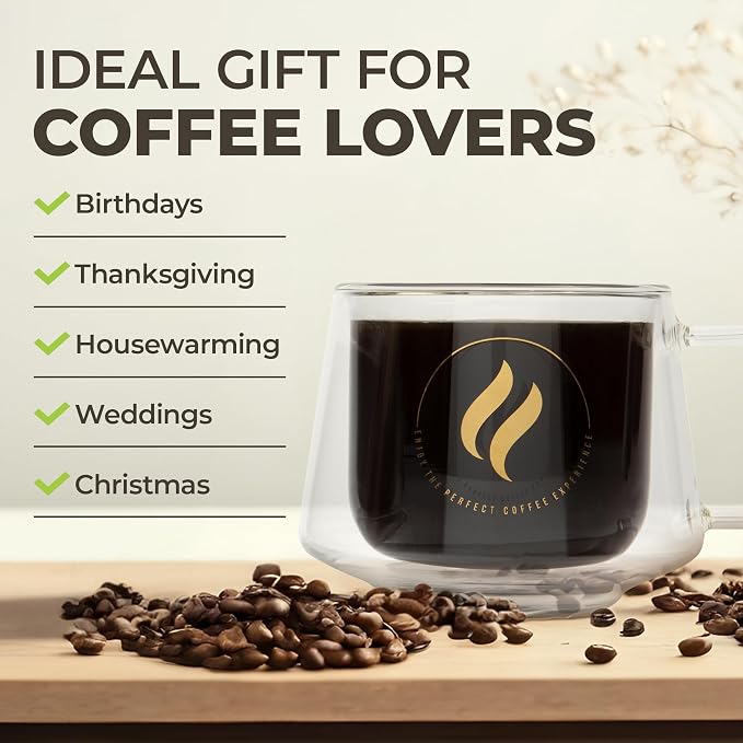GLORAMA Double Walled Glass Coffee Mugs - 10oz Coffee Mugs - Image 5