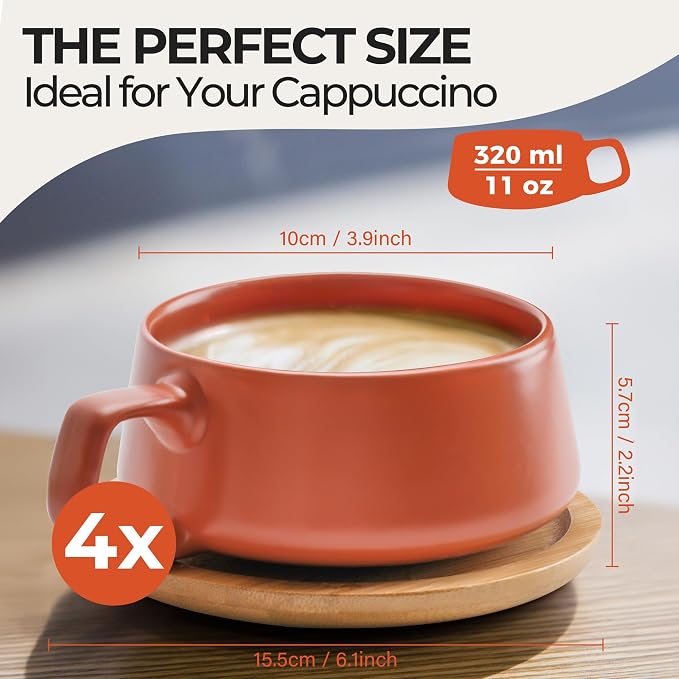 MIAMIO - Cappuccino Cup Set of 4, Ceramic - Luxe | Ceramic cappuccino cups and - Image 6