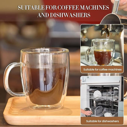 YUNCANG Double Wall Coffee Mugs, 16 Ounces-Clear Glass Cups - Image 5