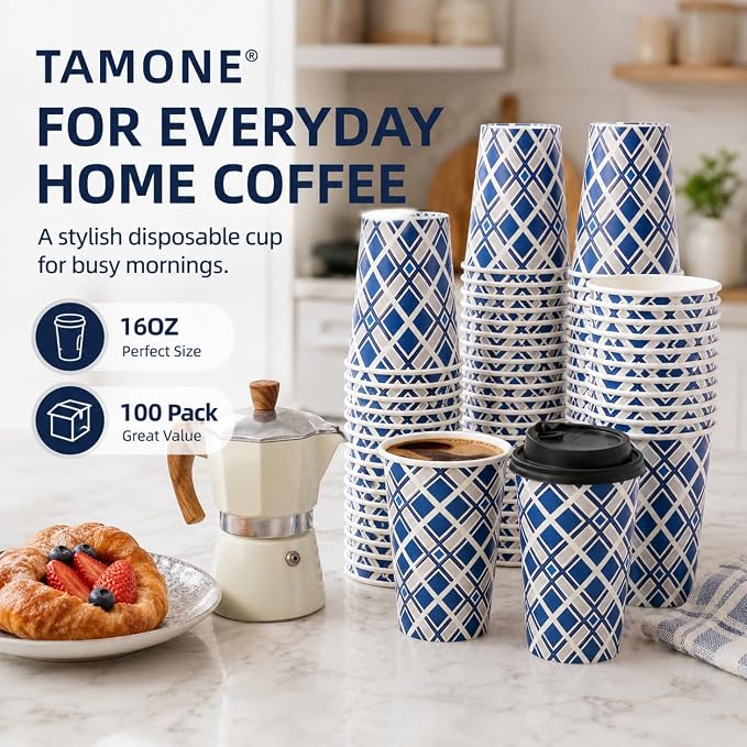 Tamone 100 PACK 16OZ Disposable Coffee Cups - Image 5