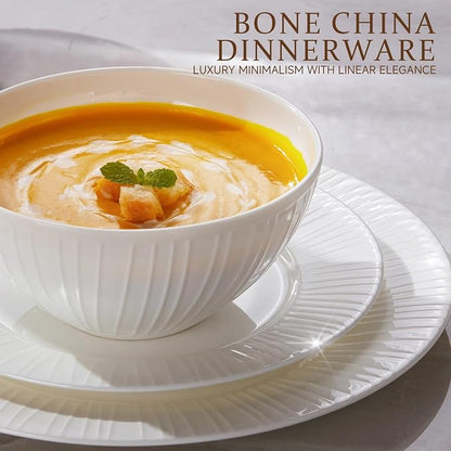 12Pc Bone China Dinnerware Set & 20Pc Flatware Combo Set - Image 4