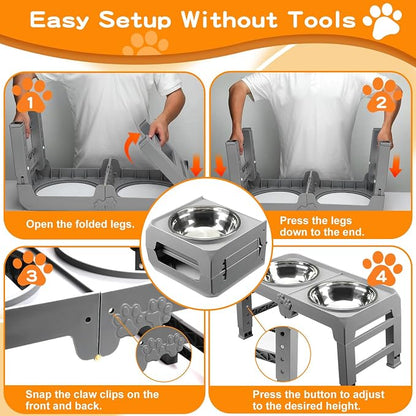 Elevated Dog Bowls for Large Dogs 5 Adjustable Heights 7.5"-15.4", 2 X-Large - Image 6