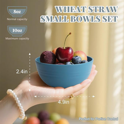 Wheat Straw Small Bowls, Unbreakable Dessert Bowls 8 PCS, 10 OZ Small Plastic - Image 2