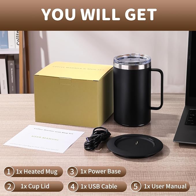 Coffee Warmer Mug Set for Desk, Self Heating Coffee Cup - Image 9