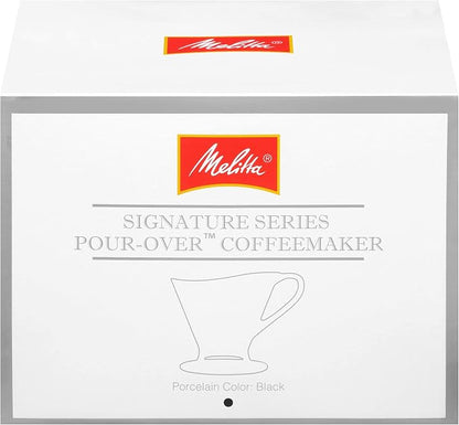 Melitta 1 Cup Porcelain Pour-Over Cone Coffeemaker, Glossy Black - Image 3