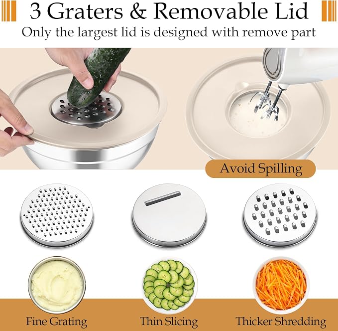 TeamFar Mixing Bowls, Stainless Steel Nesting Salad Bowls Set | Mixing Bowls - Image 3
