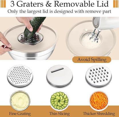 TeamFar Mixing Bowls, Stainless Steel Nesting Salad Bowls Set | Mixing Bowls - Image 3