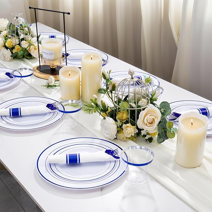 WELLIFE 700 Pcs Blue Plastic Plates - Image 5
