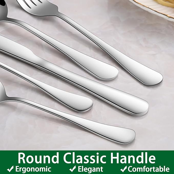 49 Pieces Silverware Sets With Organizer And Steak Knives,Stainless Steel Flatware Sets Service For 8 Person For Home Kitchen,Tableware Cutlery Sets,Includes Knife Spoon and Forks Sets