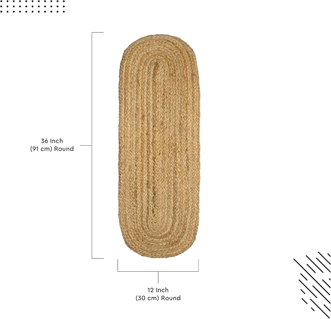 Encasa XO Handwoven Jute Table Runner, Center Table 12"x36" Jute Natural Bleach - Image 2