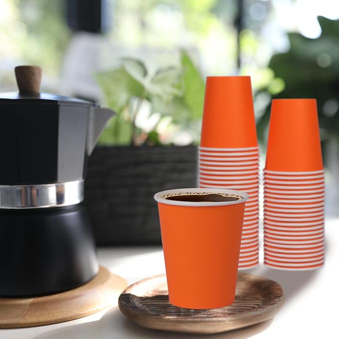 120 Pack 9 oz Disposable Orange Paper Cups - Image 5