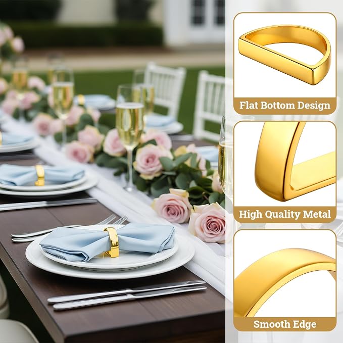 Suream Stainless Steel Napkin Rings, 24 Packs Napkin Ring Holders - Image 3