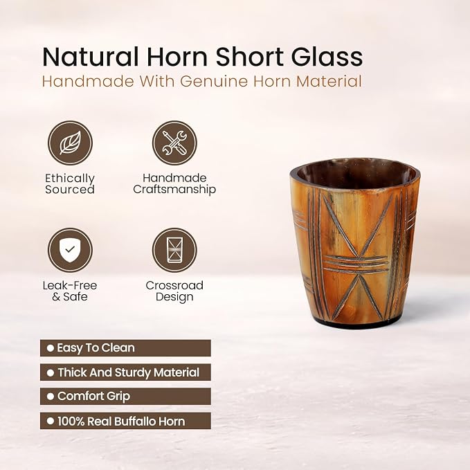 Handicrafts Home Viking Horn Shot Glasses Set of 4, Handmade Natural Ox Horn - Image 2