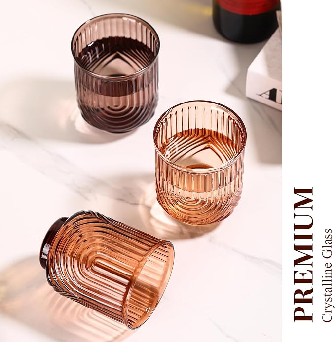 Venus Vintage Drinking Glasses Set of 6-15oz Hand-Blown Highball Ribbed - Image 5