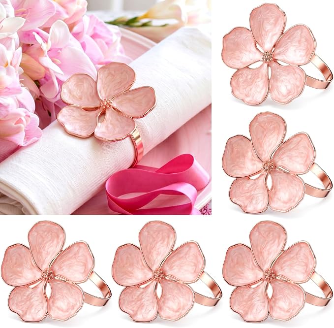 Patelai Set of 12 Rose Gold Napkin Rings Pink Napkin Ring Holders | Decorative by Patelai