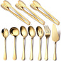 Gold Serving Utensils, OGORI 10-Piece Polished Stainless Steel Gold Serving by OGORI