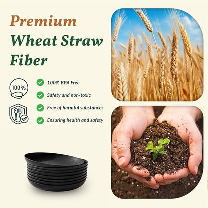 Wheat Straw Plates Unbreakable Deep Dessert Plates Set of 8 Plastic Plates - Image 3