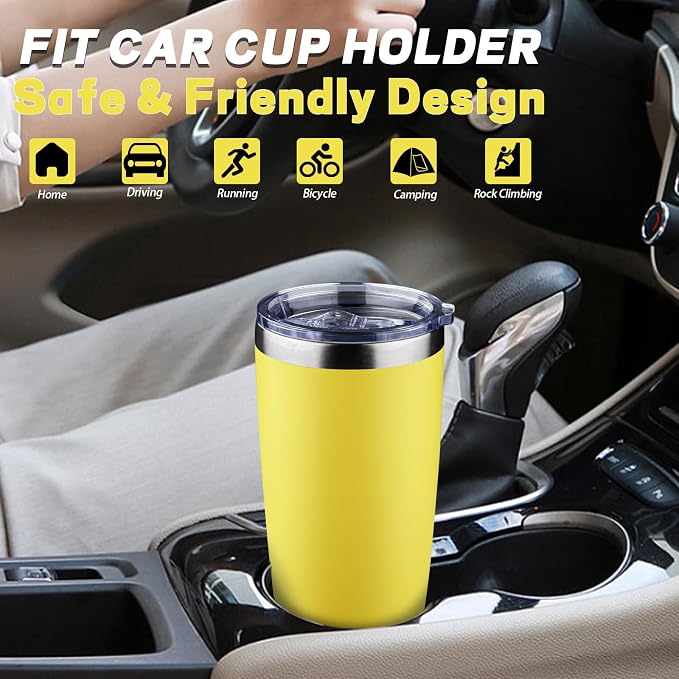 20 oz Tumbler with Lids and Straws, Stainless Steel Insulated Coffee Tumbler - Image 6