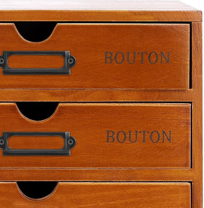 4PCS Stackable Wooden Desk Organizer with Total 16 Drawers, Apothecary Cabinet Library Card Catalog Cabinet Tabletop Vintage Apothecary Chests Cabinets Herb Storage Box with Drawers